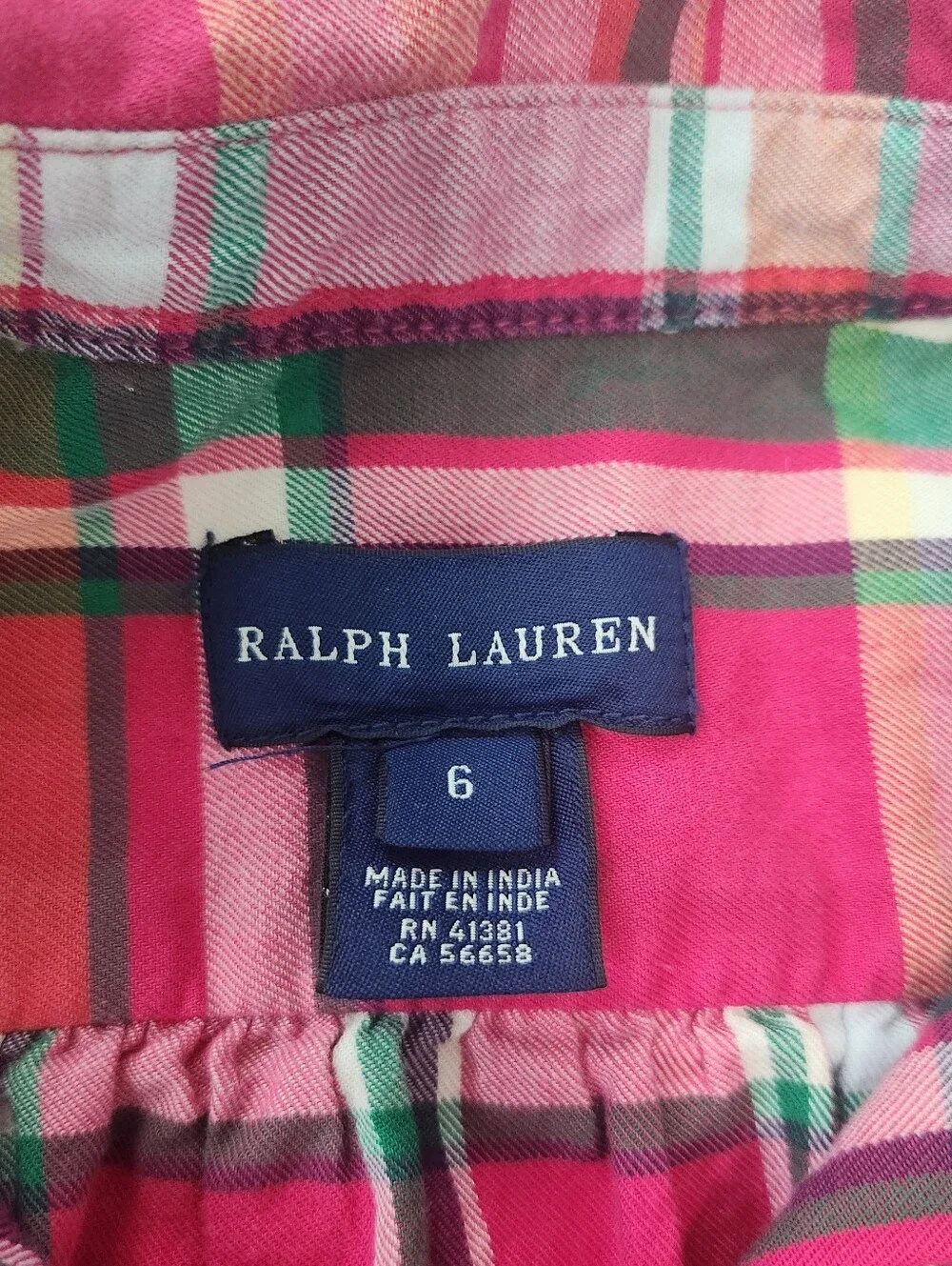 Ralph Lauren Polo Fuchsia Plaid Ruffle-Collar Button Shirt